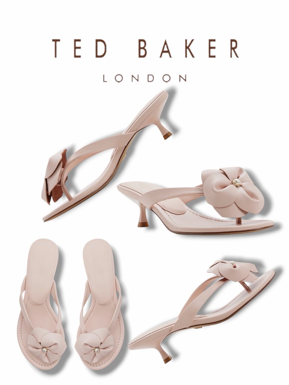 Ted Baker London Women’s Birdie Floral Blush Kitten Heel Mule in the Size 9
